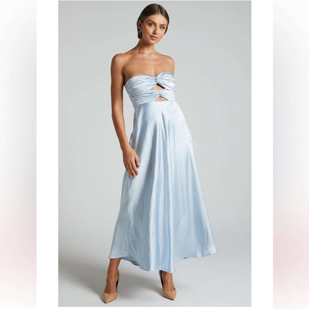Showpo Light Blue Strapless Midi Dress